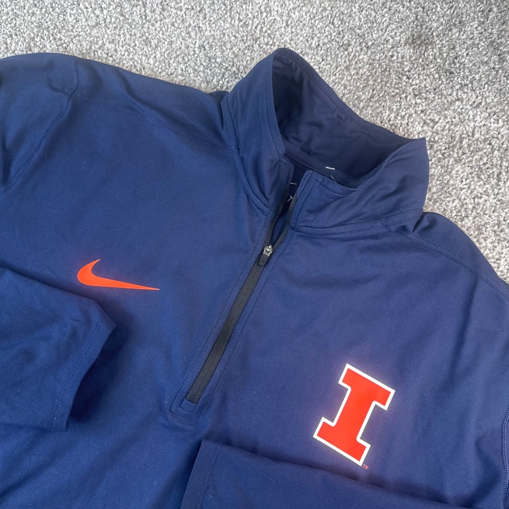 Nike 1/4 Zip Pullover Mens XXL Illinois Fighting Illini Dri-FIT Preppy Golf NEW